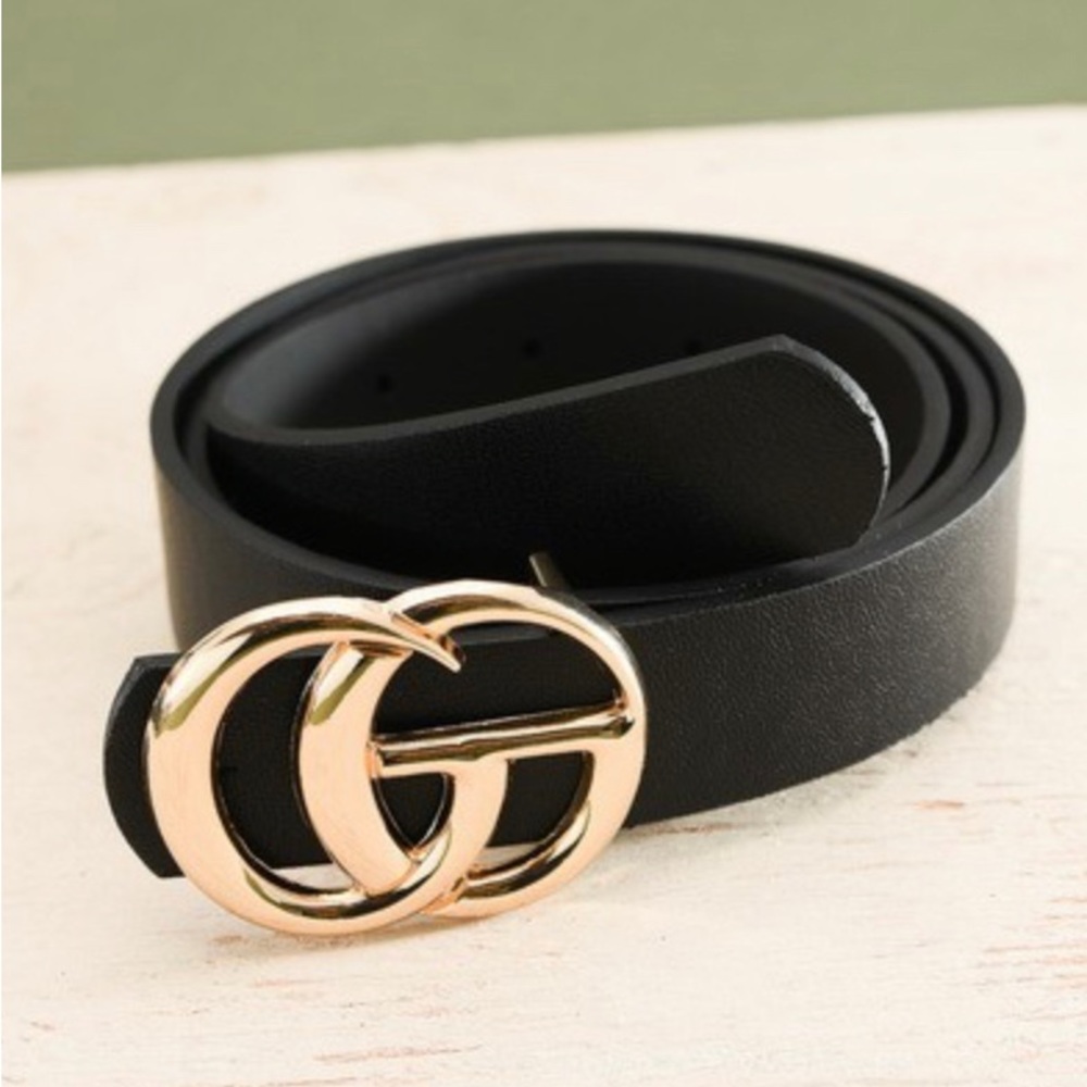 Beautiful Black Belt with Gold Buckle